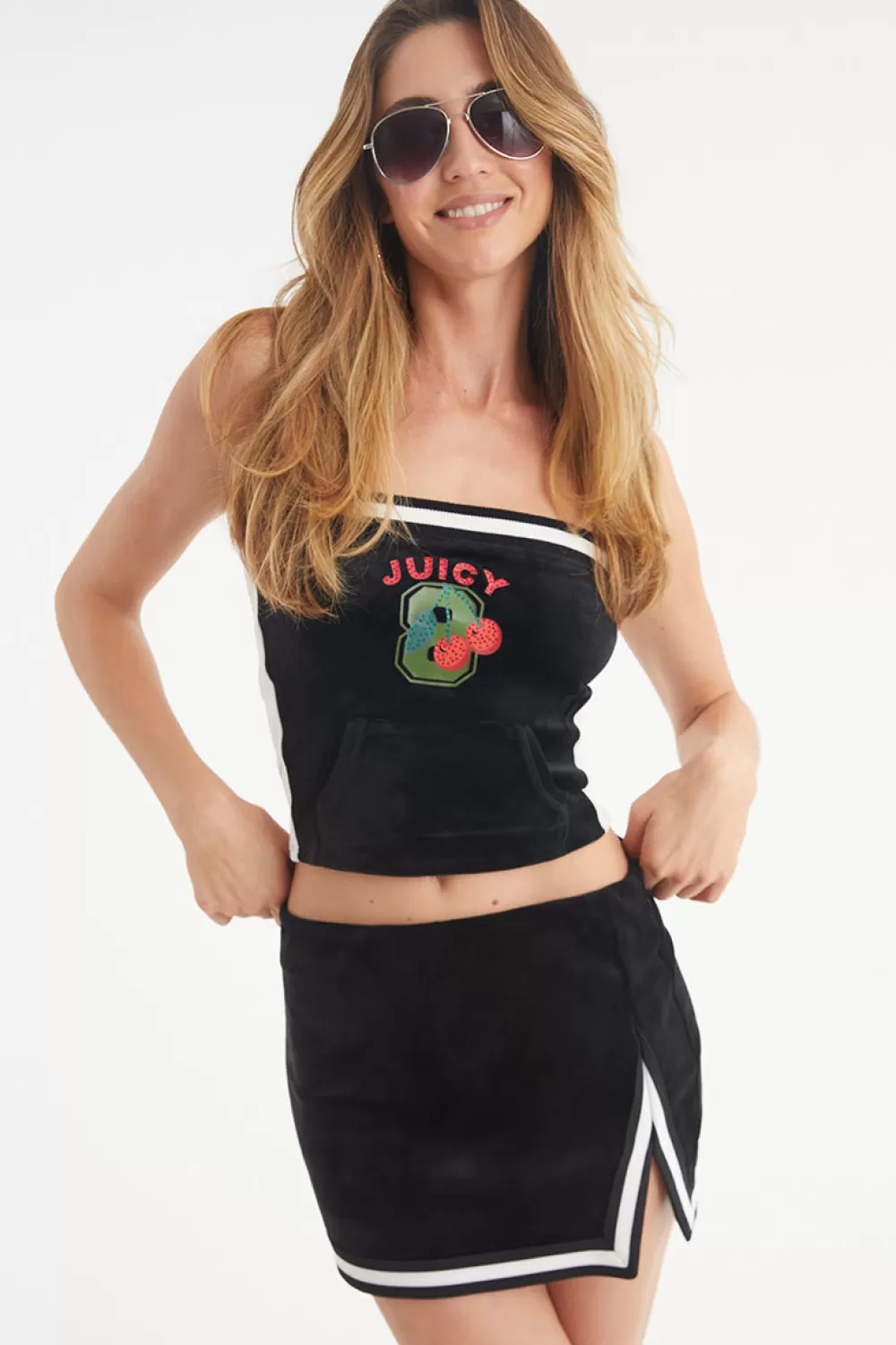 Juicy Couture Tees & Tops^Juicy Varsity Velour Tube Top Liquorice