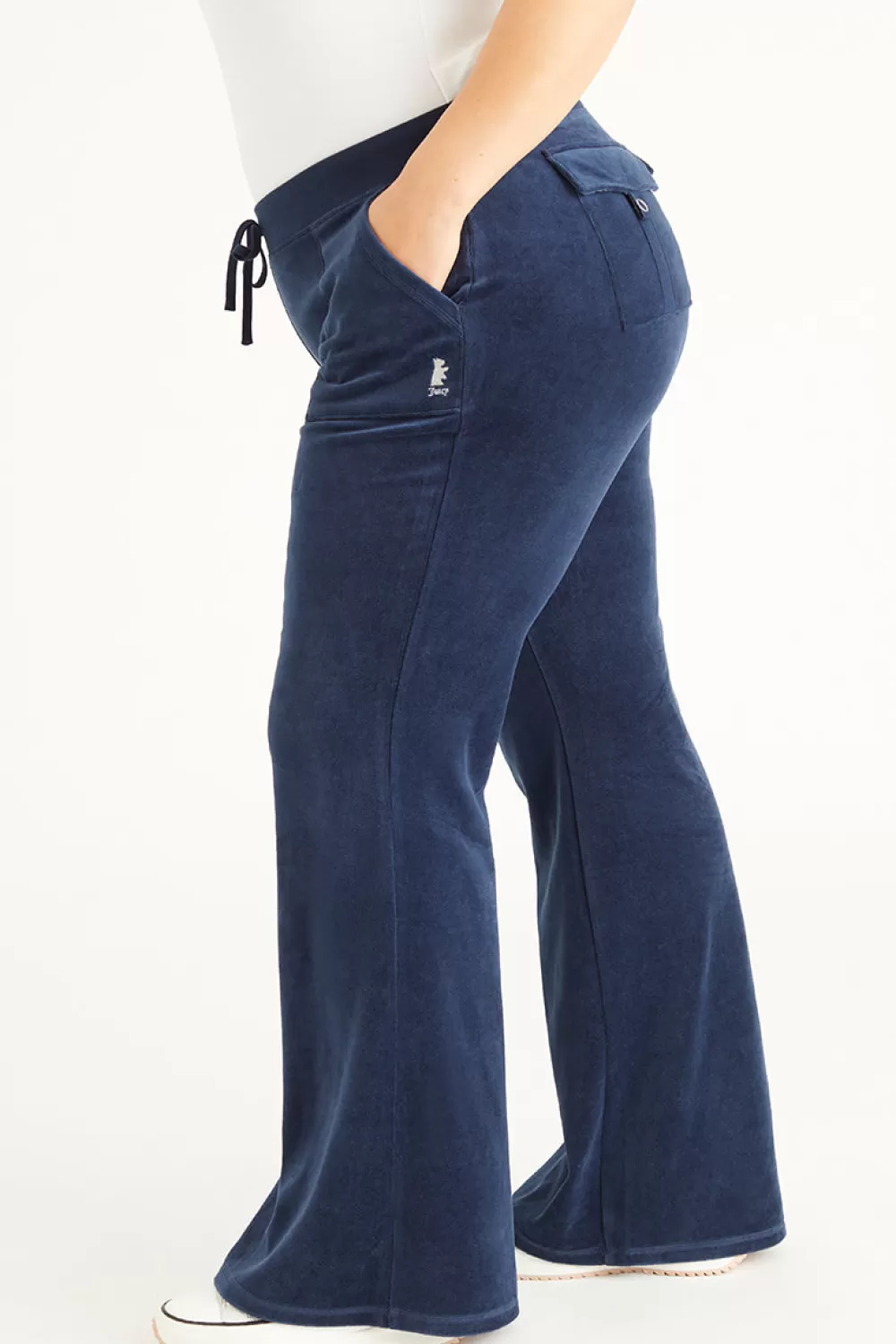 Juicy Couture Plus-Size | Track Pants^Plus-Size Hollywood Scottie Snap Pocket Cotton Velour Track Pants Regal Blue