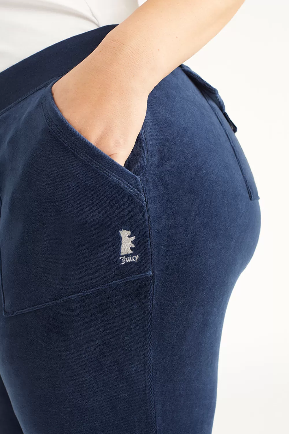Juicy Couture Plus-Size | Track Pants^Plus-Size Hollywood Scottie Snap Pocket Cotton Velour Track Pants Regal Blue