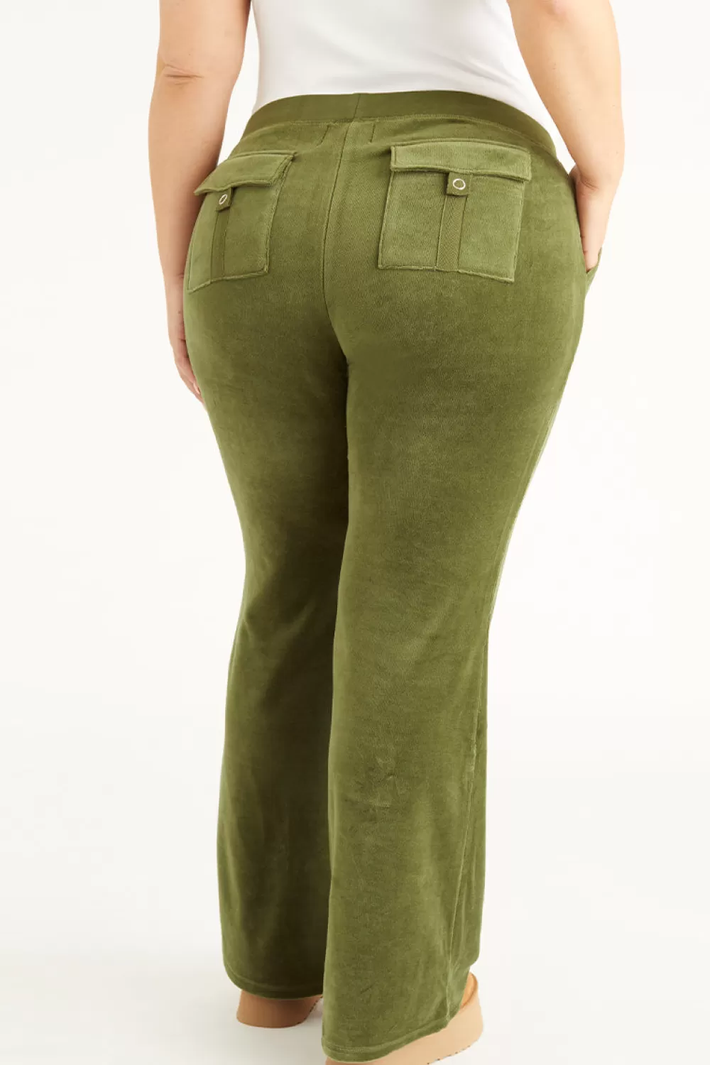Juicy Couture Plus-Size | Track Pants^Plus-Size Hollywood Snap Pocket Cotton Velour Track Pants Super Greens