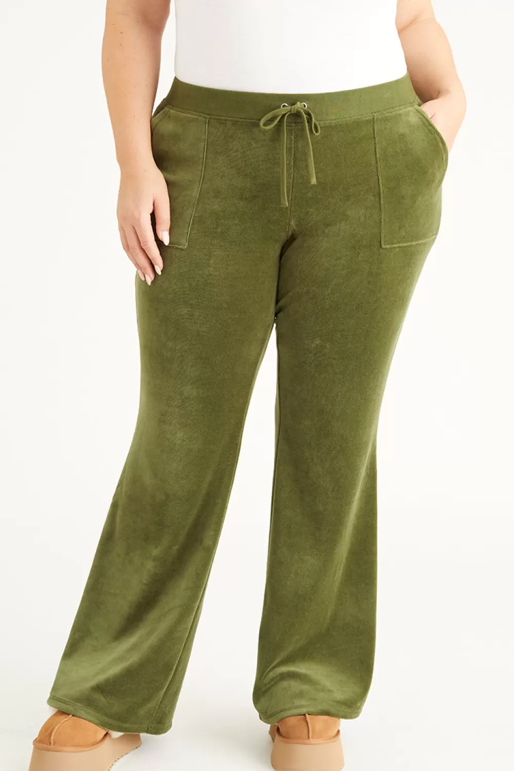 Juicy Couture Plus-Size | Track Pants^Plus-Size Hollywood Snap Pocket Cotton Velour Track Pants Super Greens
