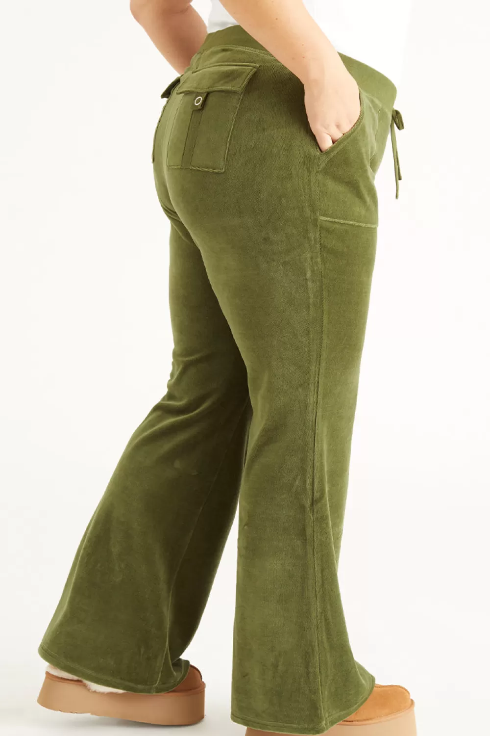 Juicy Couture Plus-Size | Track Pants^Plus-Size Hollywood Snap Pocket Cotton Velour Track Pants Super Greens