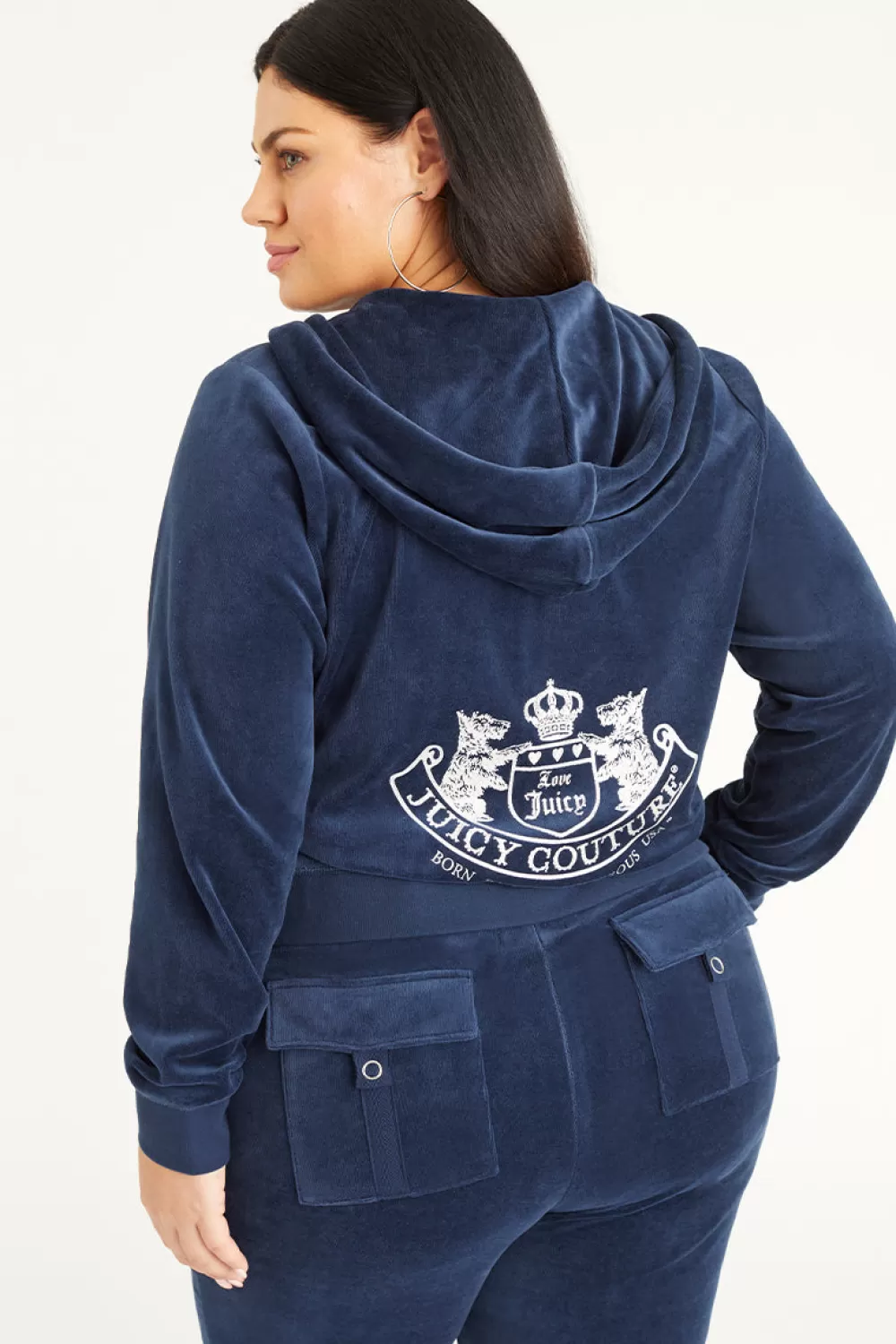 Juicy Couture Plus-Size | Hoodies & Jackets^Plus-Size Scottie Cotton Velour Hoodie Regal Blue