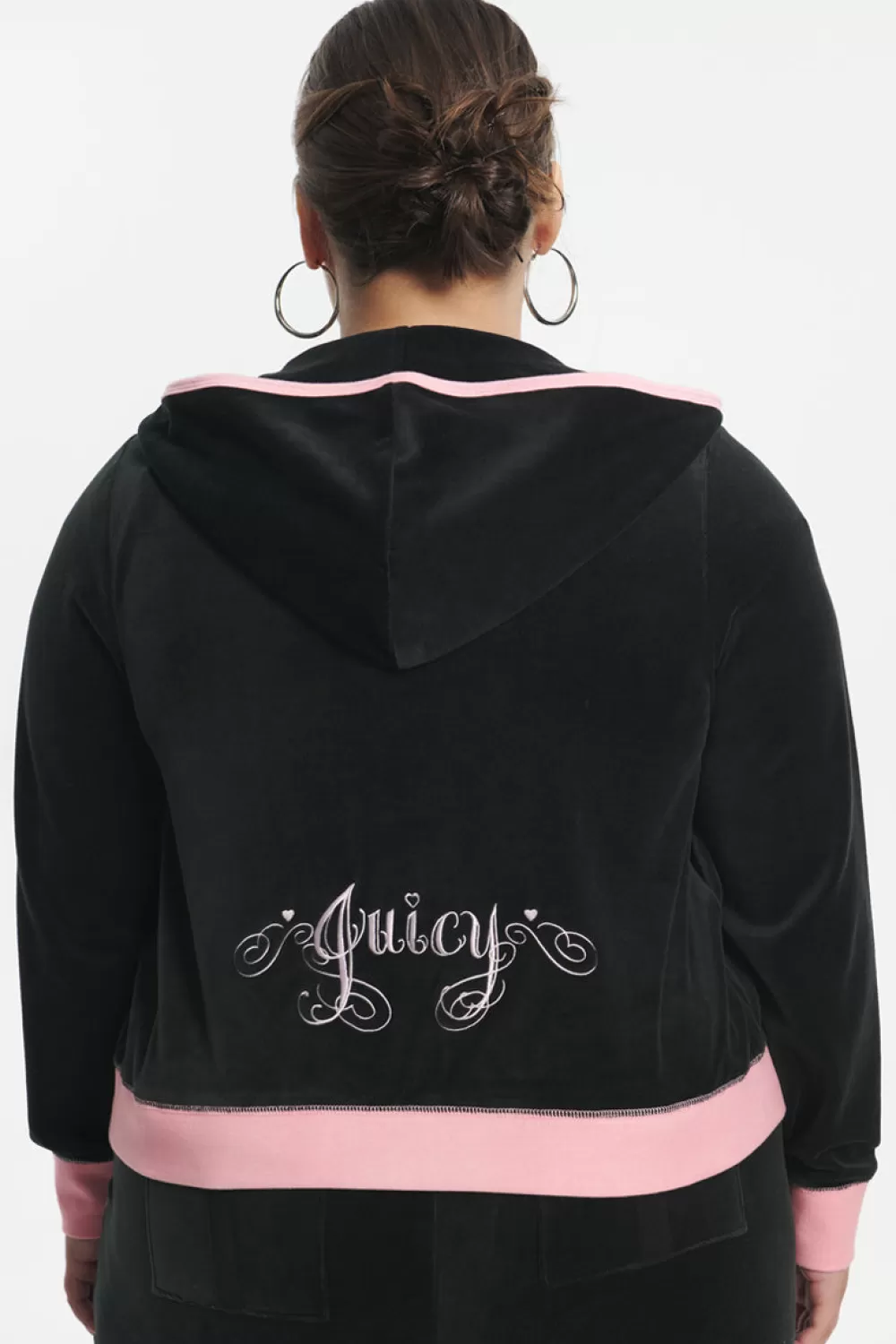 Juicy Couture Plus-Size | Hoodies & Jackets^Plus-Size Sweetheart Cotton Velour Hoodie Liquorice