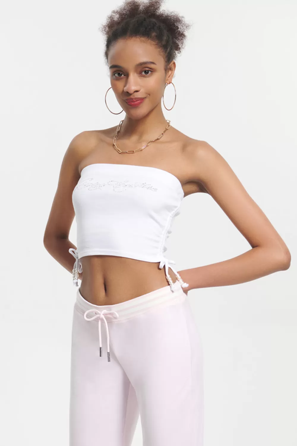 Juicy Couture Tees & Tops^Script Bling Tube Top White