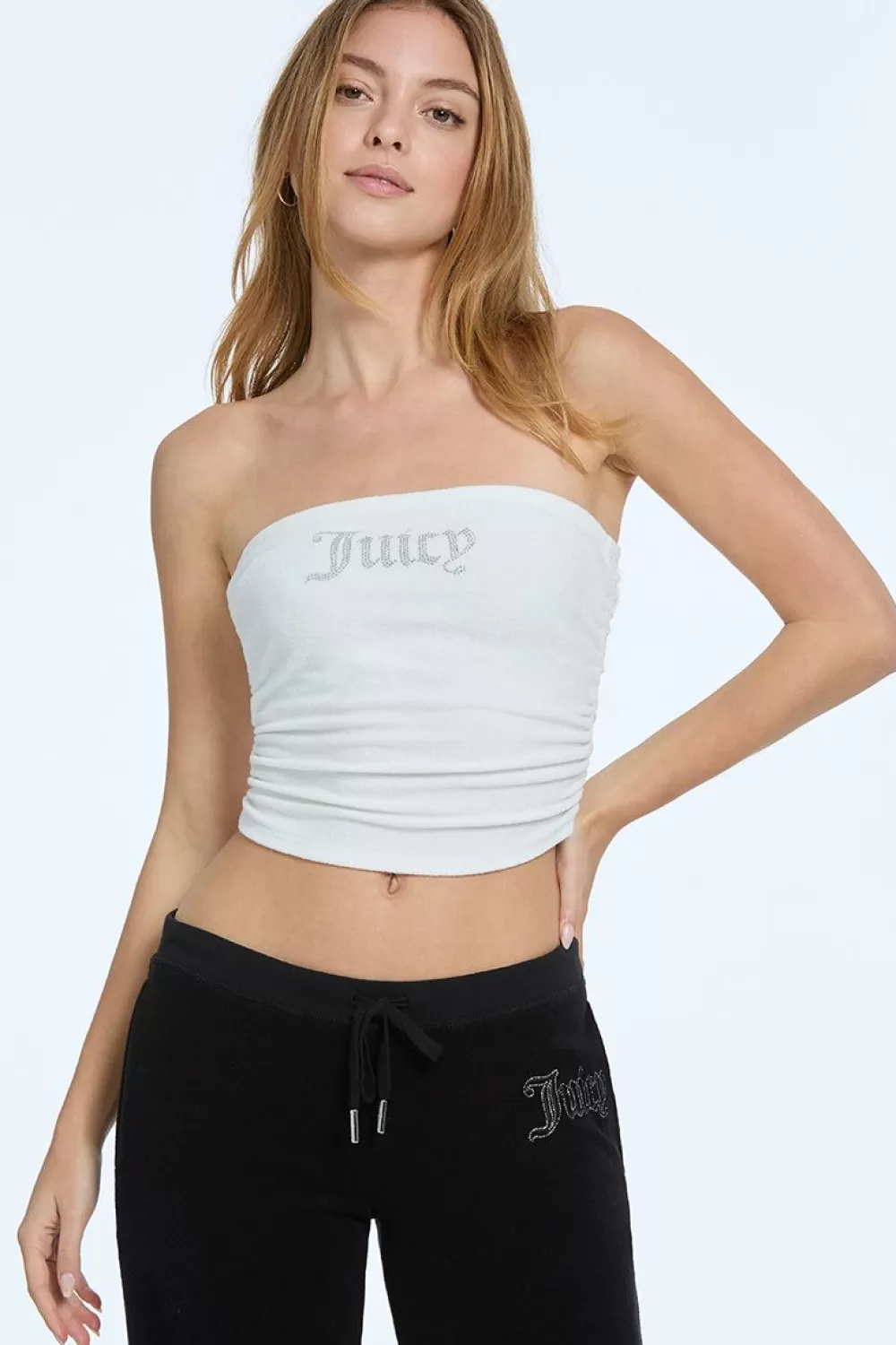 Juicy Couture Tees & Tops^Towel Terry Small Bling Tube Top Bleached White